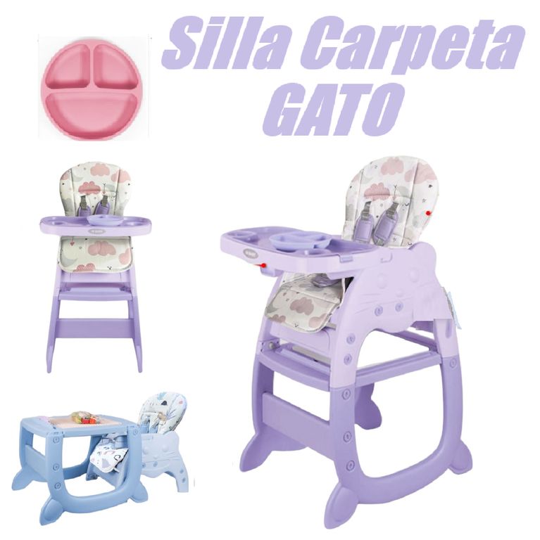 Silla Carpeta 3 en 1 Gato Doble Bandeja - Morado