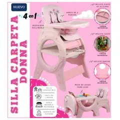 GENERICO - SILLA DE COMER PARA BEBE CARPETA 4 EN 1 DONNA - ROSADO
