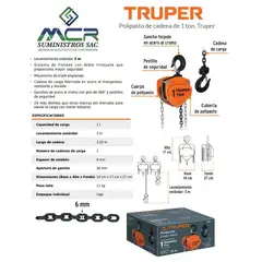 TRUPER - Tecle con cadena de 1 toneladas