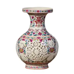 GIADE - Florero de Porcelana Flores Rosadas 24 cm