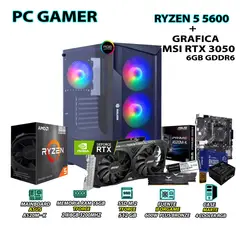 AMD - Computadora Gamer Pro Ryzen 5 5600 RAM 16GB SSD 500GB RTX 3050 6GB