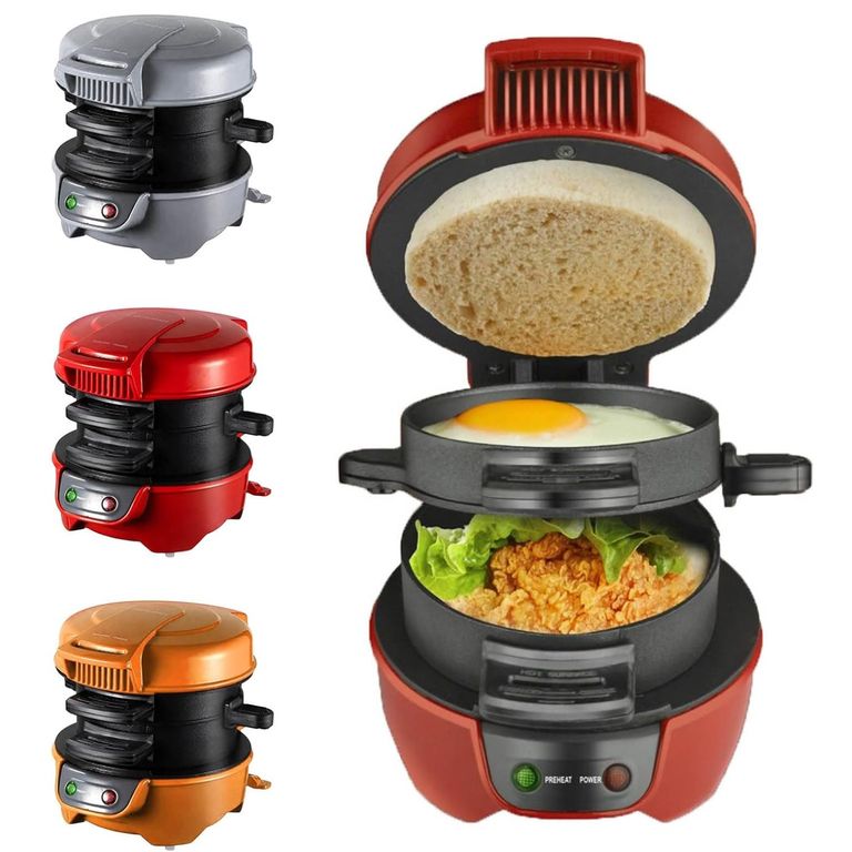 Sándwichera para Desayuno en 5minutos Antiadherente de Doble Cara