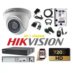 HIKVISION - Kit 1 Cámaras Seguridad Domo Interior HD + 1TB