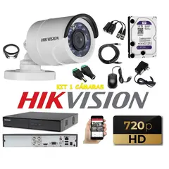 HIKVISION - Kit 1 Cámaras Seguridad Tubo Exteriror HD + 1TB