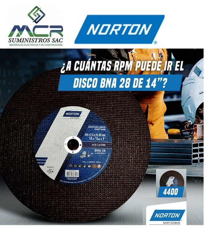 Disco de corte de 14" x 7/64 x1" pulgada BNA 28 PARA TRONZADORA