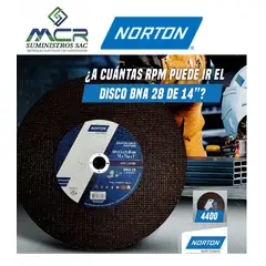 NORTON - Disco de corte de 14" x 7/64 x1" pulgada BNA 28 PARA TRONZADORA