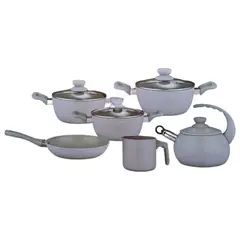 ALEMANGRUNF - Juego de Olla de Roca Volcánica Antiadherente y Liviana por 10 Piezas