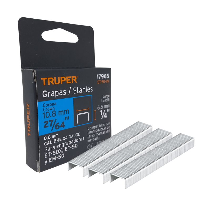 Caja con 1000 grapas 27/64" 10.8 mm para ET-50-1/4 (Pack x2und)