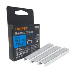 TRUPER - Caja con 1000 grapas 27/64" 10.8 mm para ET-50-1/4 (Pack x2und)