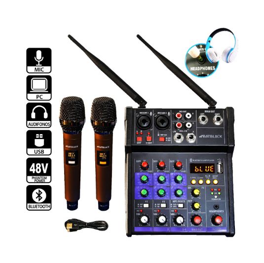 Mixer con Micrófonos Inalámbricos UHF y Bluetooth BT-M4G2