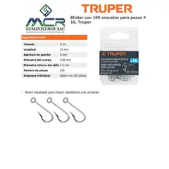 TRUPER - Anzuelos para pesca # 16 BLISTER DE 100UND