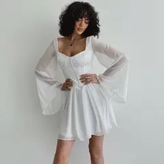 GENERICO - Vestido Mariangeles -Tipo corset de mangas acampanadas