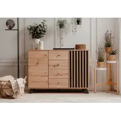 TU MESITA - Aparador Moderno Azteca color Duna 4 cajones 2 puertas