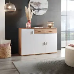 TU MESITA - Recibidor Aparador Dante color BlancoDuna 2 cajones 3 puertas