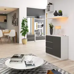 TU MESITA - Cómoda Recibidor Jimy color BlancoNegro 3 cajones 1 puerta