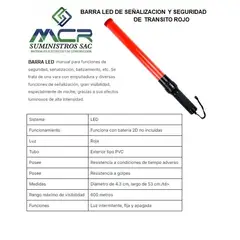 GENERICO - BARRA LED DE SEÑALIZACION Y SEGURIDAD DE TRANSITO ROJO