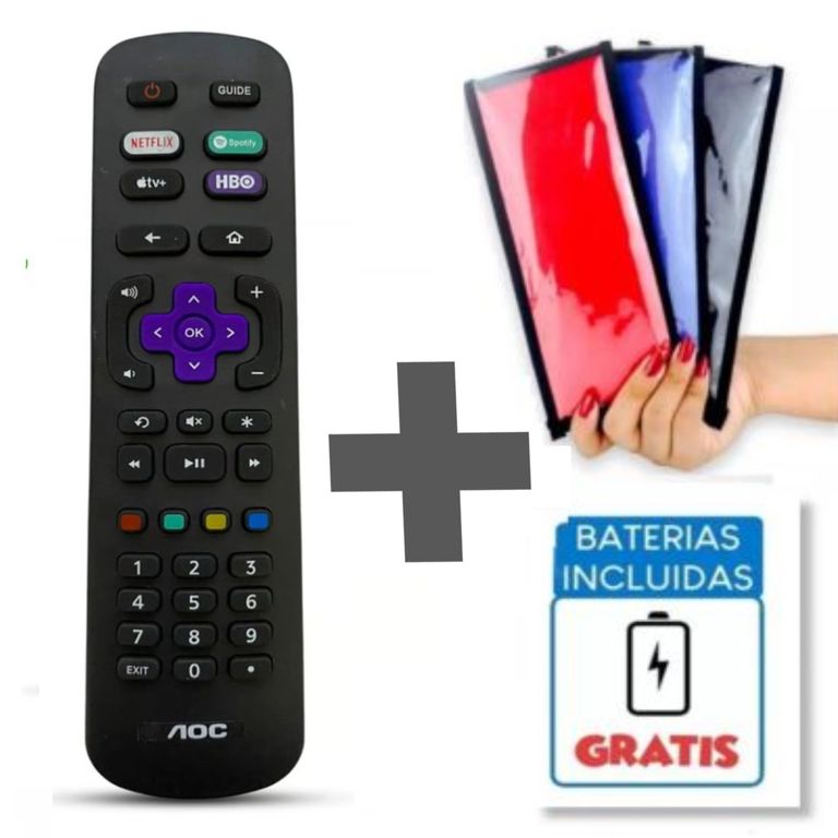 Control Remoto Aoc Roku Smart Tv + Funda