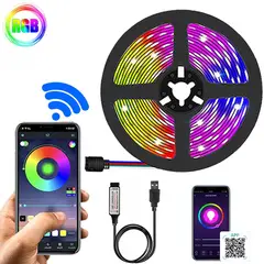 LH ELECTRONIC - Cinta Tira de Luces LED RGB 5M con Aplicativo Bluetooth