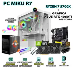 AMD - Computadora PC GAMER RYZEN 7 5700X RAM 32GB SSD 1TB GRAFICA ASUS RTX 4060TI 8GB