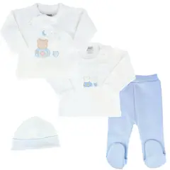 GENERICO - Conjunto Bebe - punto ingles - Amigos duo - Blanco-Celeste