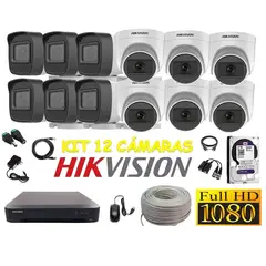 HIKVISION - Cámaras Seguridad Kit 12 FULLHD Audio Incorporado 2tb + Cable