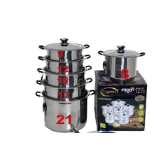 VALESKA - JUEGO DE OLLAS 12 PC ACERO QUIRURGICO