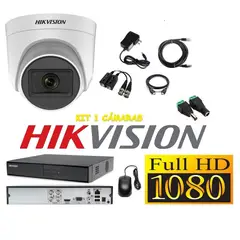 HIKVISION - Cámaras Seguridad Kit 1 DOMO FULLHD Audio Incorporado