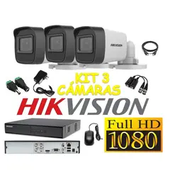 HIKVISION - Cámaras Seguridad Kit 3 Tubo FULLHD Audio Incorporado