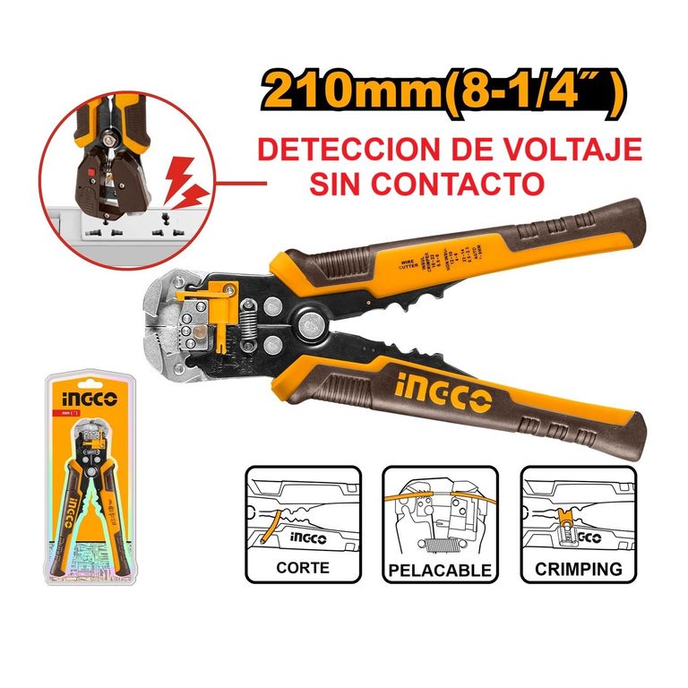 Alicate Pelacable Automático con Detector de Voltaje 8 1/4 INGCO