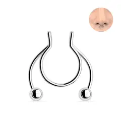 GENERICO - Set x 2 Piercings septum falso plateado para nariz