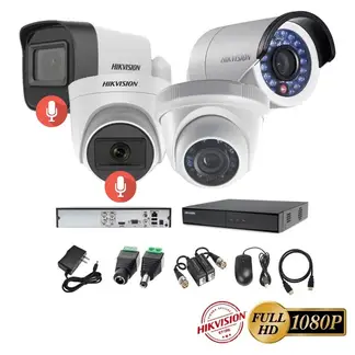 HIKVISION - Kit 4 Cámaras Seguridad FULLHD + AUDIO