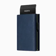 KASHITA - Billetera Tarjetero RFID Premium Cuero Alcantara® Tres Cuerpos