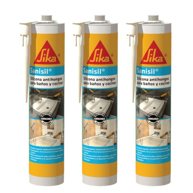 Pack 3 Und de Silicona para baños y cocinas Sanisil® Blanco 280ml