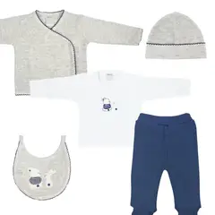 GENERICO - Conjunto Bebe - punto ingles - Amigos V2 - Plomo-Azul