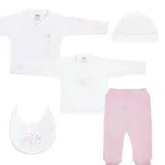 GENERICO - Conjunto Bebe - punto ingles - Amigos V2 - Blanco-Rosado