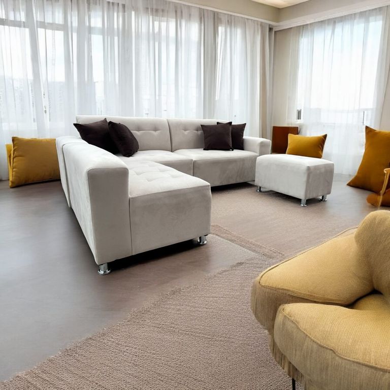 SILLON SECCIONAL PARADISSE IVORY 4 PIEZAS + 4 cojines