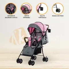 EBABY - Coche Maleta para Bebé »NAT» Pink