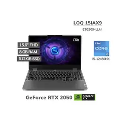 LENOVO - LOQ 15IAX9 INTEL COREI5-12450HX 8GB 512SSD 4GB RTX 2050 15.6 FHD