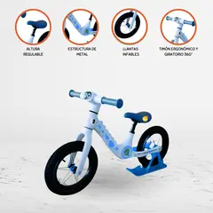 CUZKA - Bicicleta de Equilibrio »DINOSAURIO» Exclusive LIGHT BLUE