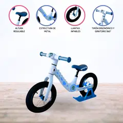 CUZKA - Bicicleta de Equilibrio »DINOSAURIO» Exclusive Ligth Blue