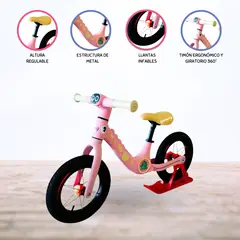CUZKA - Bicicleta de Equilibrio »DINOSAURIO» Exclusive PINK