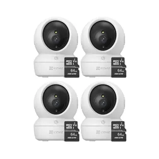 Ezviz - Cámara De Seguridad H6C PRO Full Hd Pack de 4 + Memoria SD 64 gb -