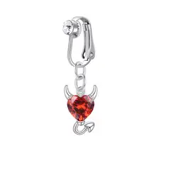 GENERICO - Piercing a presión falso para ombligo diablito rojo