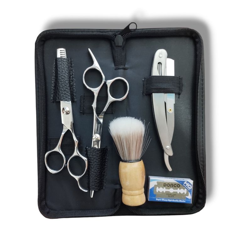 Tijera pulidora + tijera de corte + navaja de afeitar de 3 cuerpos