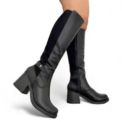 GENERICO - Bota De Tacón Moderna Con Tira En El Tobillo 2035L-70 Color Negro