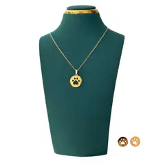 GENERICO - Pack Acero Collar con dije y Aretes - Patita Corazon Dorado