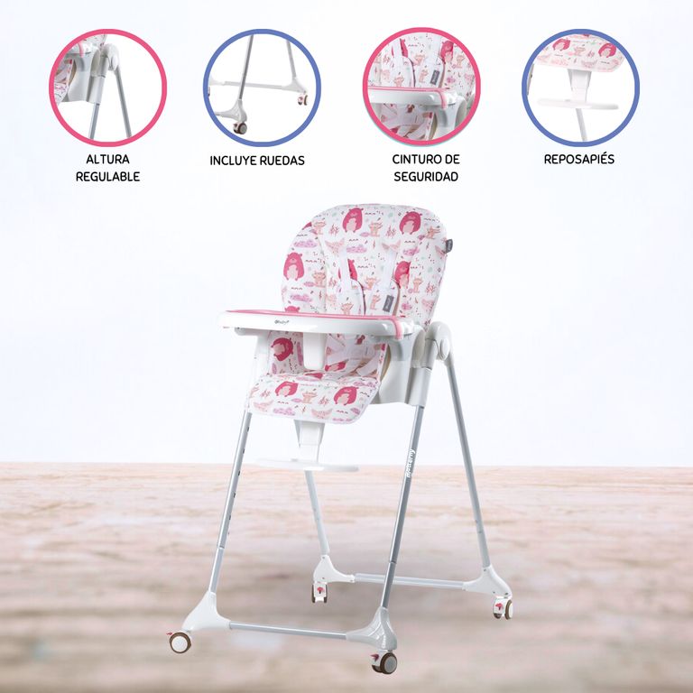 Silla de Comer Graduable »HARRIET BOSQUE» Pink