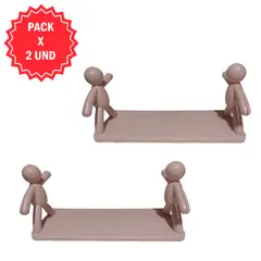 GENERICO - Pack x2 Repisas Rosa Estantes Rectangular De Plástico