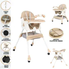 BABY - Silla de Comer 3 en 1 con Ruedas Edición Limitada Rosado