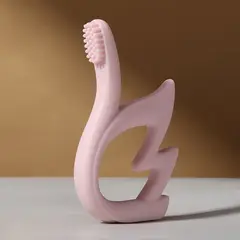 GENERICO - Cepillo de dientes Mordedor de Silicona para Bebés ROSA Bebé